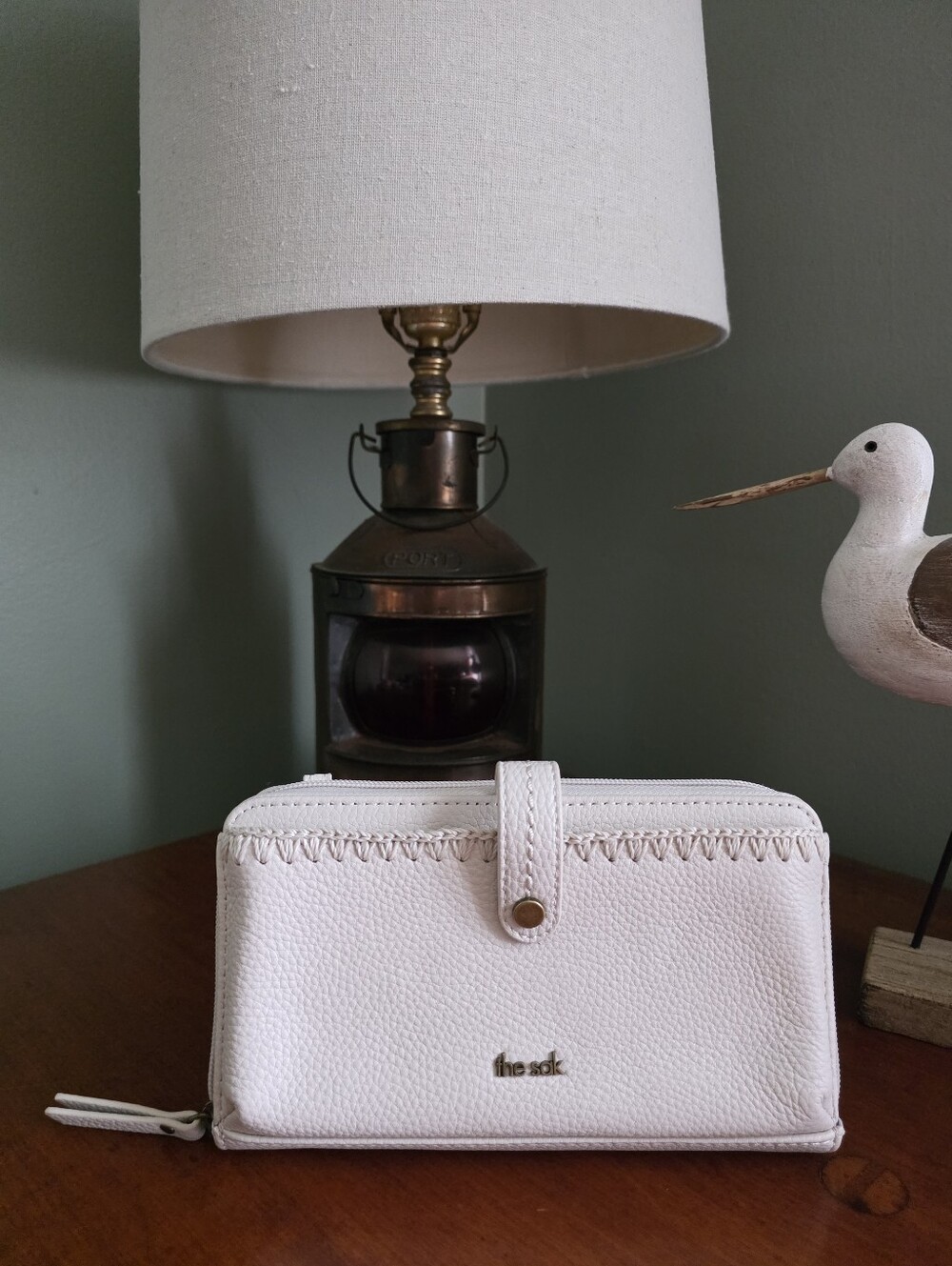 The Sak Iris White Leather Smartphone Crossbody Wallet NWOT